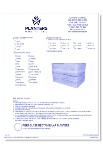 Baxter Rectangular Fiberglass Planter 