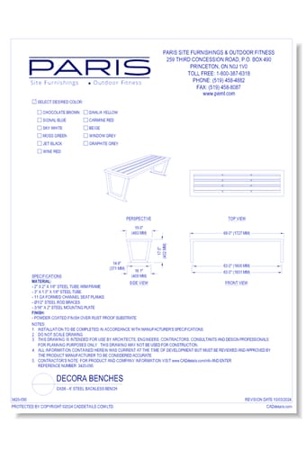 DXS6 - 6' Steel Backless Bench