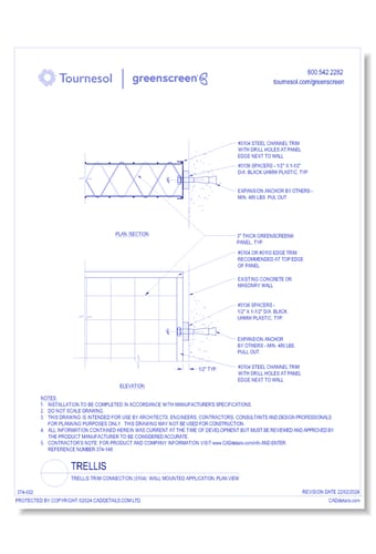 Trellis Trim Connection (5104): Wall Mounted Application, Plan View