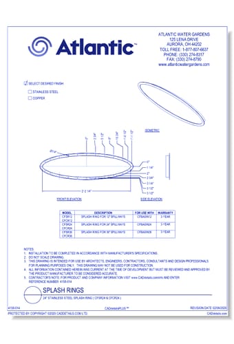 24" Stainless Steel Splash Ring ( CFSR24 & CFCR24 )