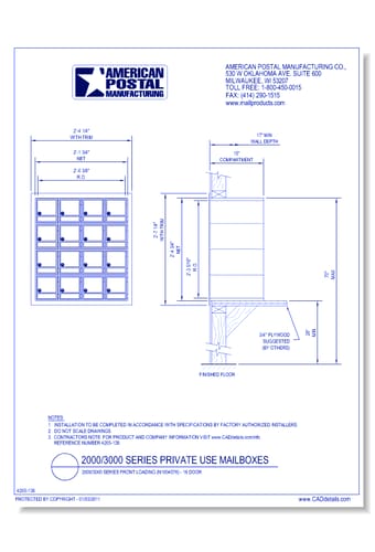 2000/3000 Series Front Loading (N1004576) - 16 Door Unit