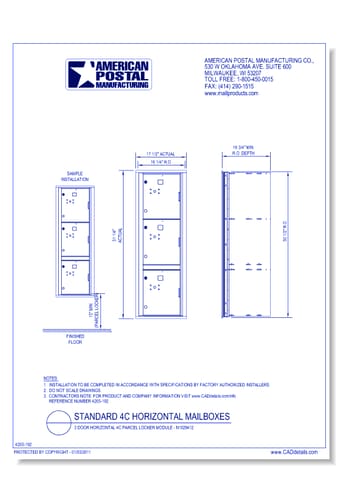 3 Door Horizontal 4C Parcel Locker Module – N1029412