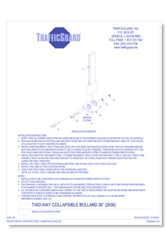 Two-Way Collapsible Bollard 36" (2636): Installation Instructions