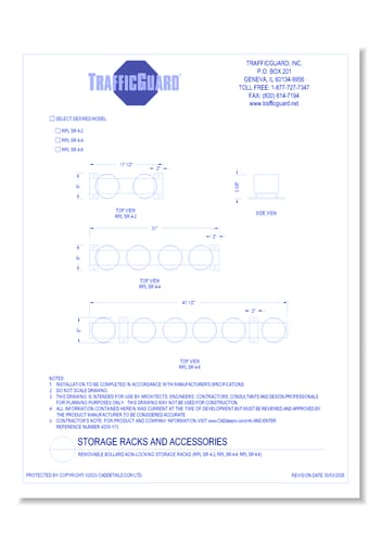 Xn Rpl Rack Removable Bollard Storage Rack - TrafficGuard®, Inc - CADdetails