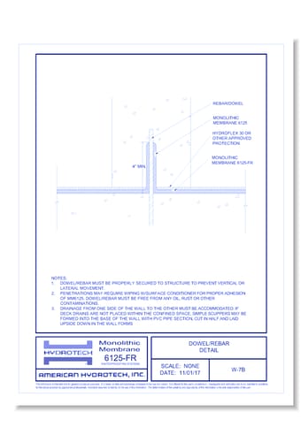 Waterproofing: Dowel/Rebar Detail ( W-7B )