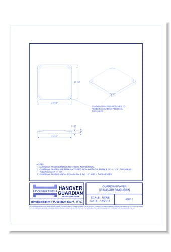 Ultimate Assembly - Guardian: Guardian Paver Standard Dimensions ( HGP-1)