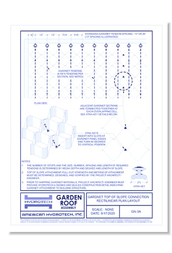 Garden Roof Assembly - GardNet: GardNet Top of Slope Connection – Rectilinear Plan Layout ( GN-3A )