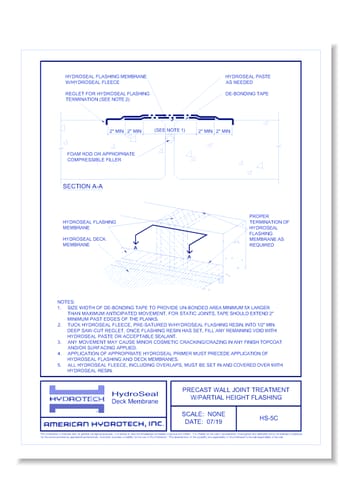 HydroSeal: PreCast Wall Joint Treatment w/ Partial Height Flashing ( HS-5C )
