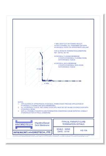 HydroSeal: Typical Parapet Details ( HS-11A )
