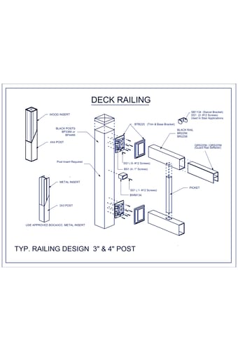 Typ. Railing Design 3" & 4" Post
