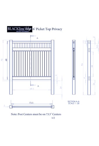 Picket Top Style Privacy Fence: 6 Ft. Picket Top Privacy