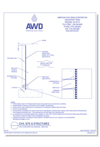 AWD-102	Retaining Wall Drainage - Weep Hole