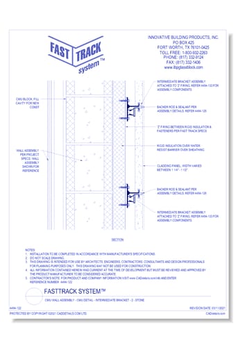 FastTrack System™:  CMU Wall Assembly - CMU Detail - Intermediate Bracket - 2 - Stone