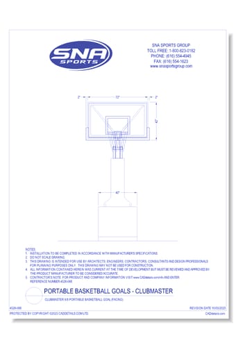 Clubmaster 6/8 Portable Basketball Goal (Facing)