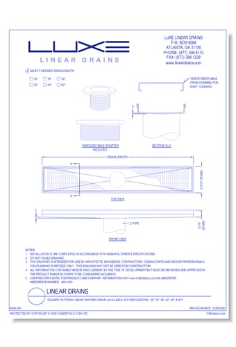 Square Pattern Linear Shower Drain