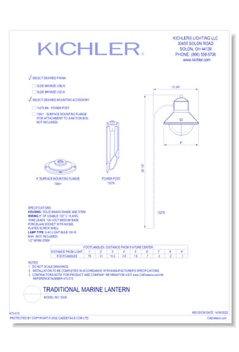Model:  15239 - Traditional Marine Lantern (Finish Available in OB, OZ)