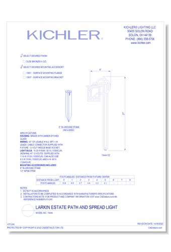 Model:  15444 - Larkin Estate™ Path & Spread Light (Finish Available in OZ)
