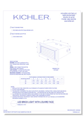 Model:  15773 - LED Brick Light with Louver Face (Finish Available in AZT)