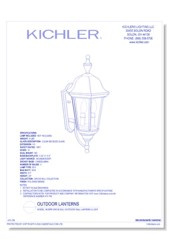 Model: 9439PB Grove Mill Outdoor Wall Lantern 2-Light