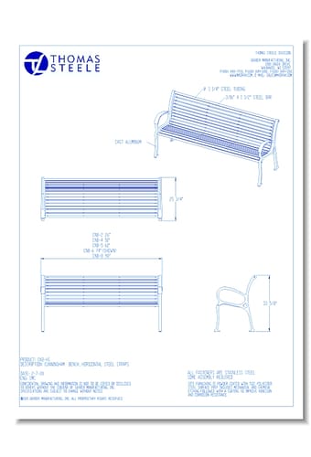 Cunningham™ Bench: Horizontal Steel Slats