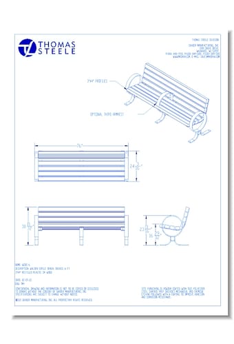 Walden™ Backed Bench: Circle Ends 6 Ft.