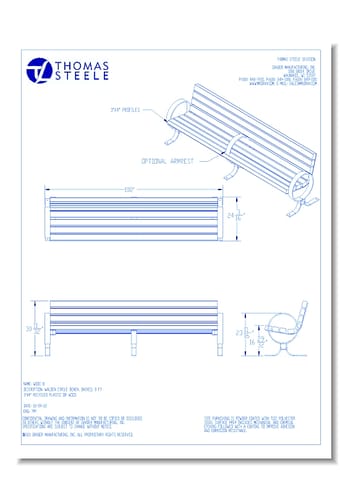 Walden™ Backed Bench: Circle Ends 8 Ft.