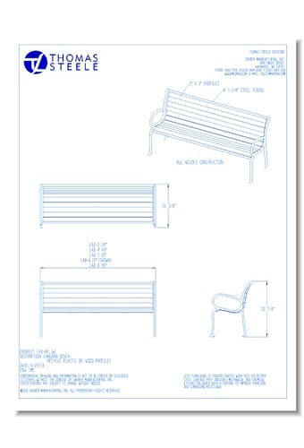 Langdon Bench: Horizontal Strap, Recycled Plastic or Wood Ipe