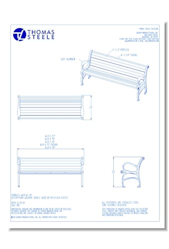 Waldorf™ Benches: Wood Ipe or Recycled Plastic (2, 4, 5, 6, 8 Ft. Lengths)