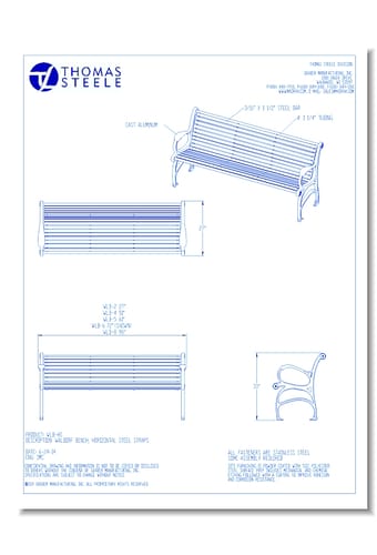 Waldorf™ Benches: Horizontal Steel Straps (2, 4, 5, 6, 8 Ft. Lengths)