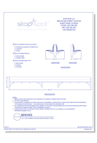 LOCO "A" Bench: 236 Inch Length ( Capacity 10/20 )
