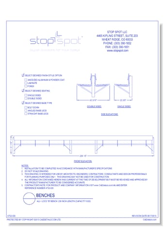LOCO "B" Bench: 236 Inch Length ( Capacity 10/20 )