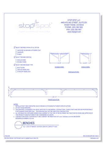 LOCO "D" Bench: 236 Inch Length ( Capacity 10/20 )