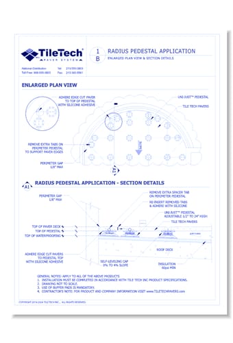 Radius Pedestal Application: Enlarged Plan View & Section Details