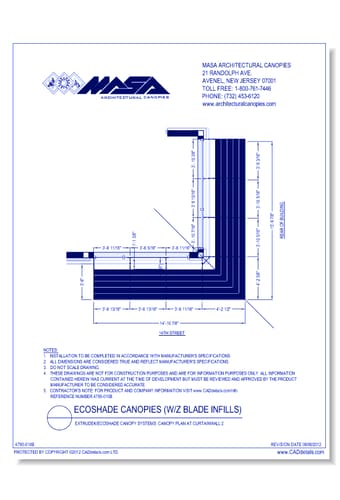 Extrudek/Ecoshade Canopy Systems: Canopy Plan at Curtainwall 2