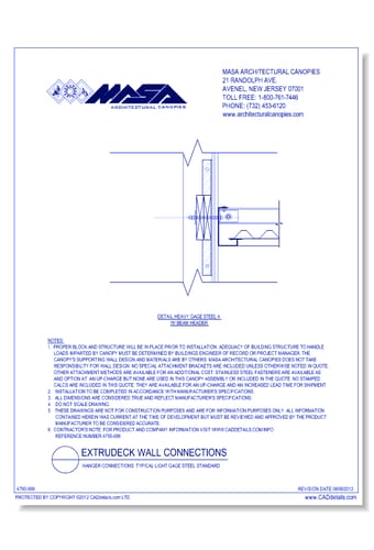 Hanger Connections: Typical Light Gage Steel Standard