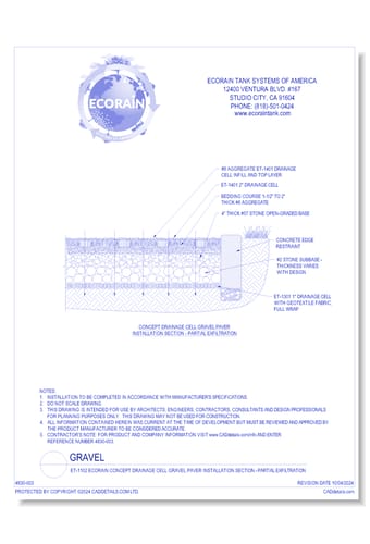 ET-1102 EcoRain™ Concept Drainage Cell Gravel Paver Installation Section - Partial Exfiltration