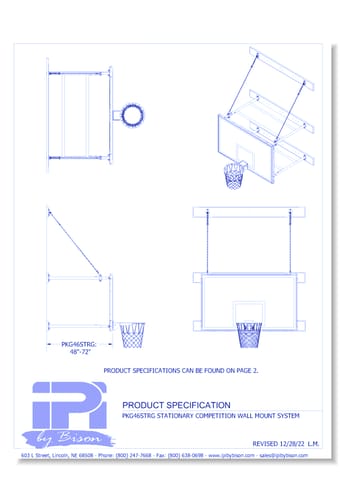 Wall Mount Basketball Backstops: Stationary Competition Wall Mount System (PKG46STRG)