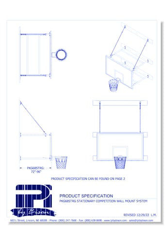 Wall Mount Basketball Backstops: Stationary Competition Wall Mount System (PKG68STRG)