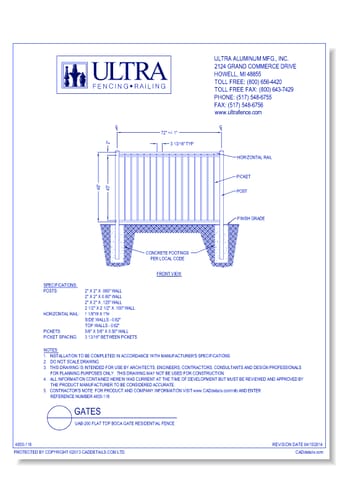 UAB-200 Flat Top Boca Gate Residential Fence
