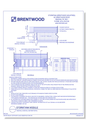 StormTank Module: Headwall & Endwall Abutment Detail