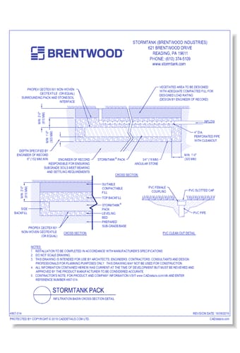 StormTank Pack: Infiltration Basin Cross-Section Detail