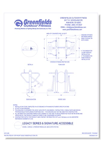 Legacy Series: Model ( SGR022 ) 4-Person Pendulum, Abs & Dips Station