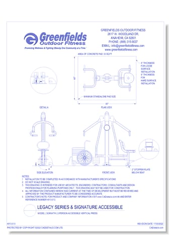 Legacy Series: Model ( SGR047W ) 2-Person Accessible Vertical Press