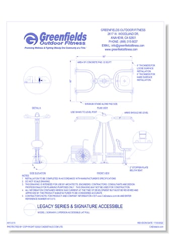 Legacy Series: Model ( SGR048W ) 2-Person Accessible Lat Pull