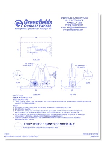 Legacy Series: Model ( SGR048AW ) 2-Person Accessible Chest Press