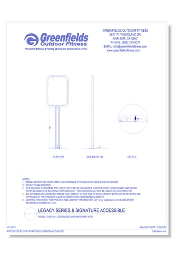 Legacy Series: Model ( SGR105 ) Customized Announcement Sign