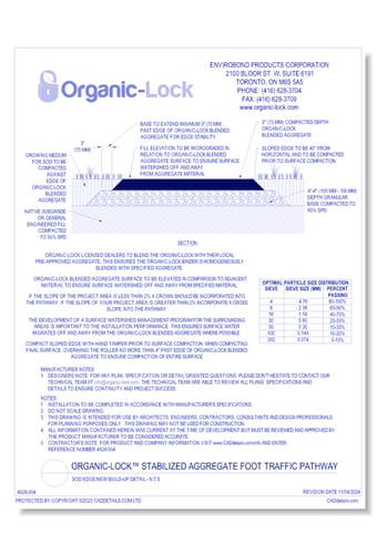 Organic-Lock ™ Stabilized Aggregate Foot Traffic Pathway: Sod Edge - New Build-Up Detail - N.T.S.