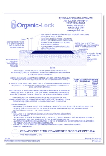 Organic-Lock ™ Stabilized Aggregate Foot Traffic Pathway: Wood Mulch Edge Detail - N.T.S.