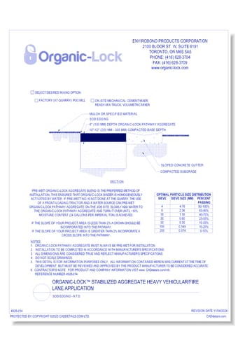 Organic-Lock ™ Stabilized Aggregate Heavy Vehicular/Fire Lane Application: Sod Edging - N.T.S.