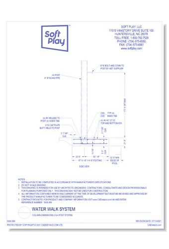 Water Walk System: Column Dimensions 2 & 4 Post System